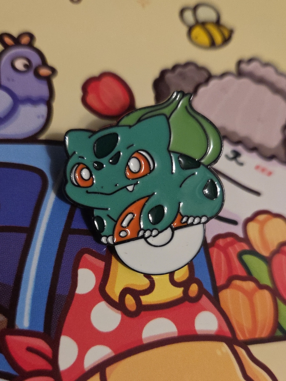 Pokemon Bulbasaur Enamel Pin — Green, Orange, White
